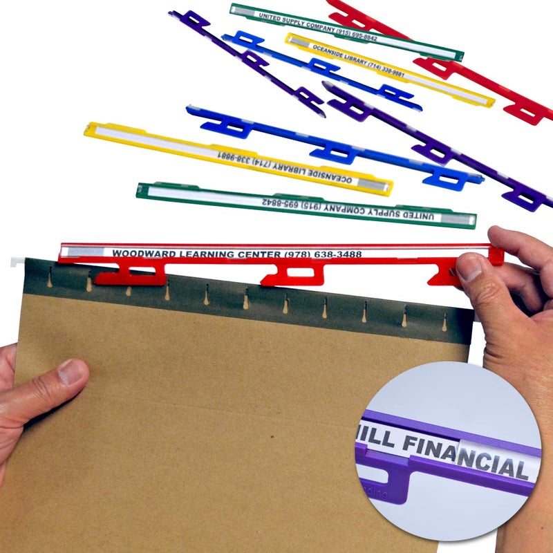 Ultimate Office MagniFile Insertable Hanging File Folder Tabs. Indexes That Double The Size of Your File Titles to Find Files Fast! (Set of 20), Assorted - Image 1